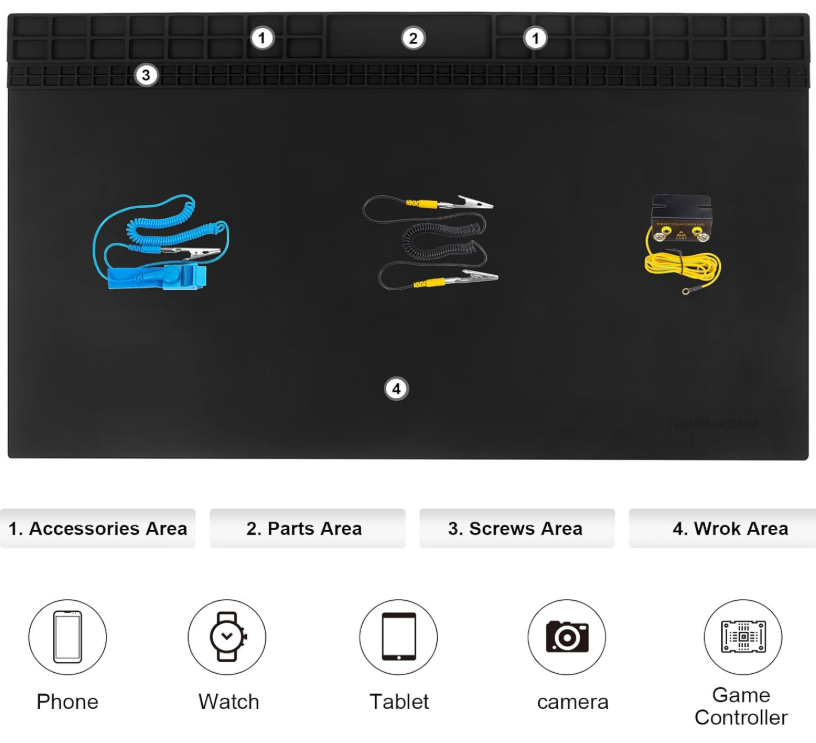 ESD-Safe Anti-Static Work Mat (60×30 cm) + Grounding Cord