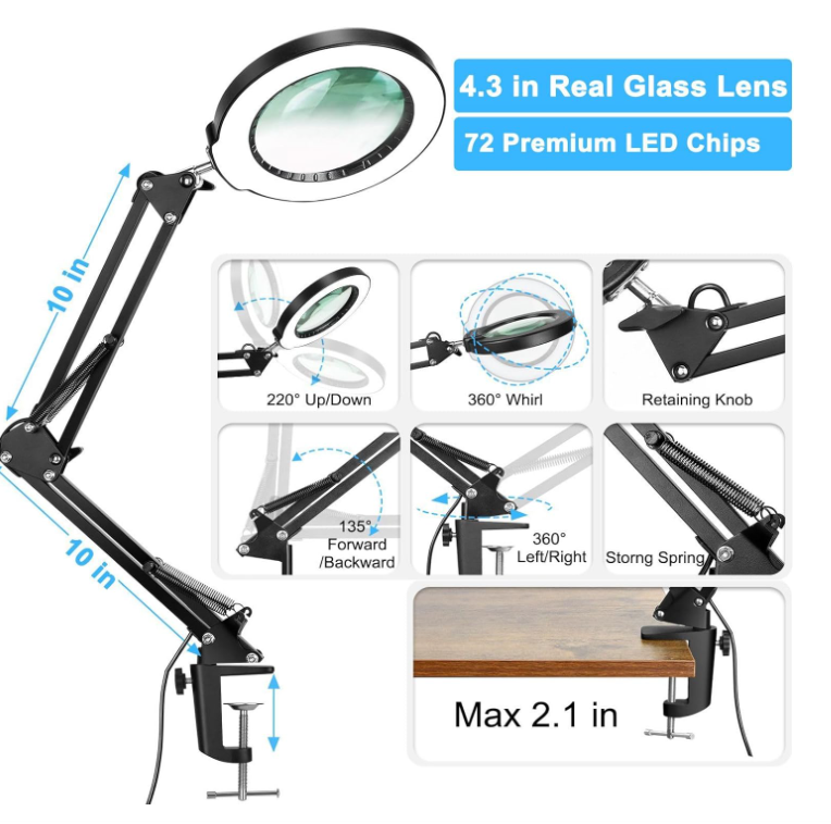 LED Magnifying Lamp with Adjustable Brightness
