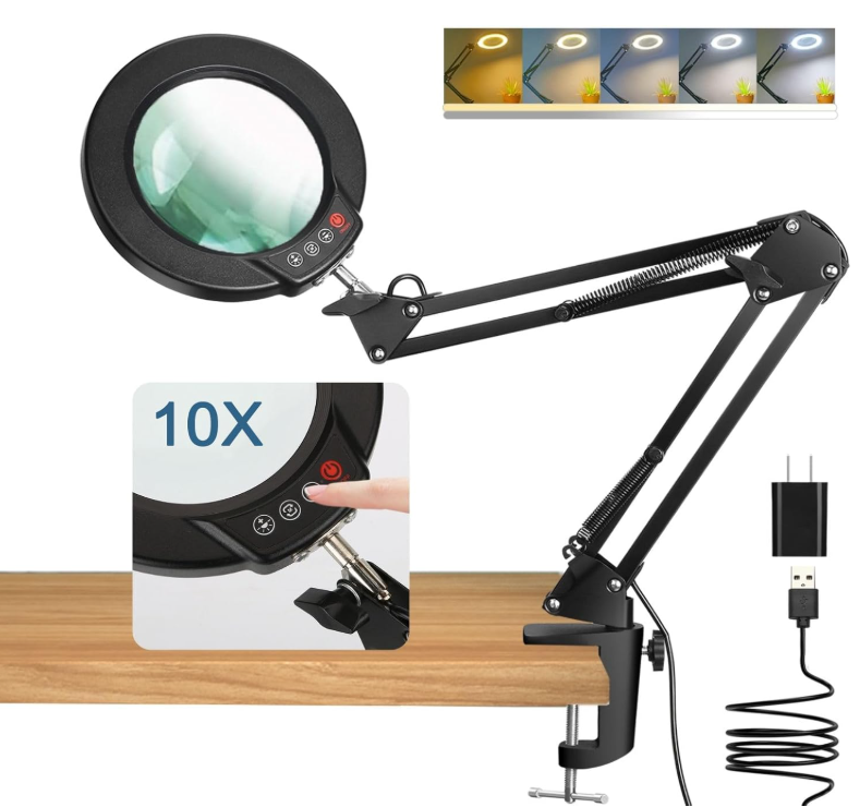 LED Magnifying Lamp with Adjustable Brightness