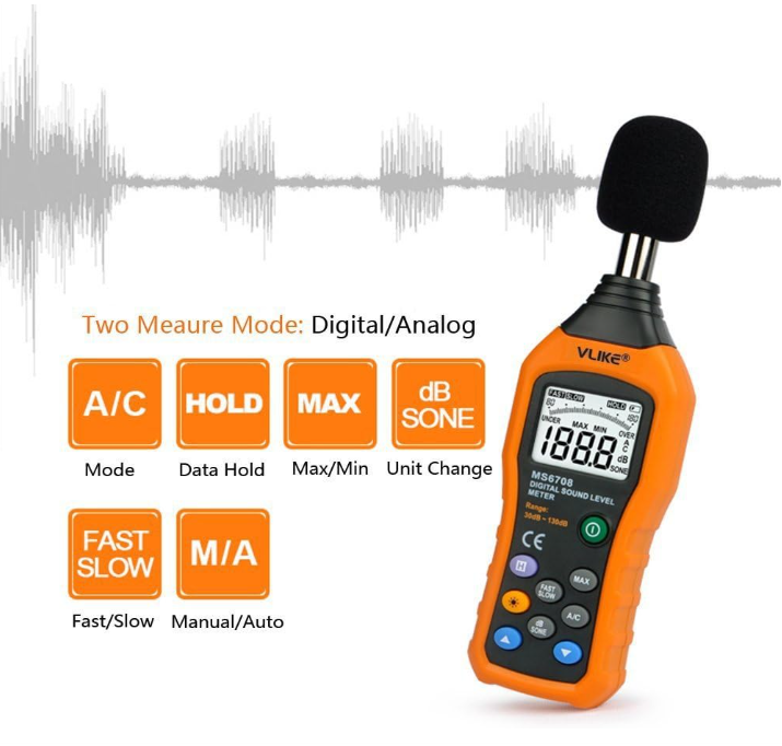 Portable Digital Sound Level Meter (30–130 dB)