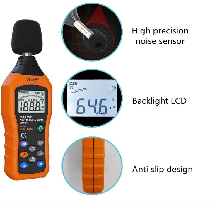 Portable Digital Sound Level Meter (30–130 dB)