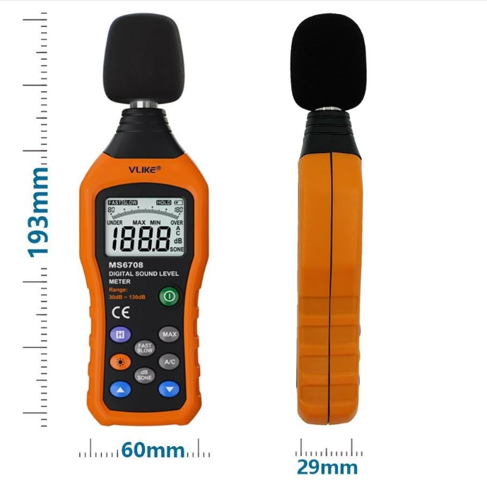 Portable Digital Sound Level Meter (30–130 dB)